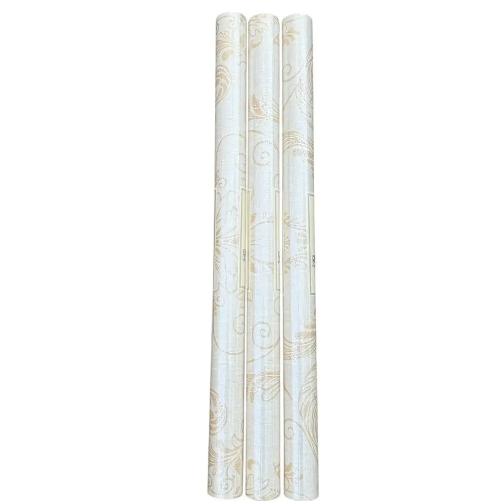 York Wallcoverings Wallpaper Damask Style Beige Gold Discontinued 1 Roll NEW